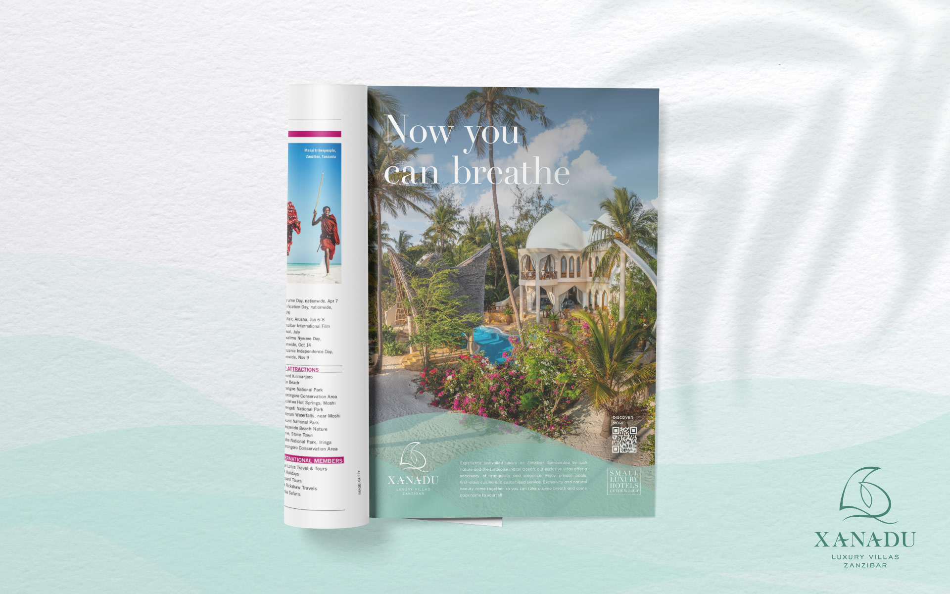 Anzeige für Xanadu Villas in einer Zeitschrift als Mockup